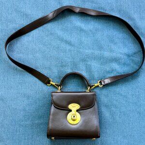 Vintage 1998 Goldpfeil  dark brown leather top-handle bag with detachable strap